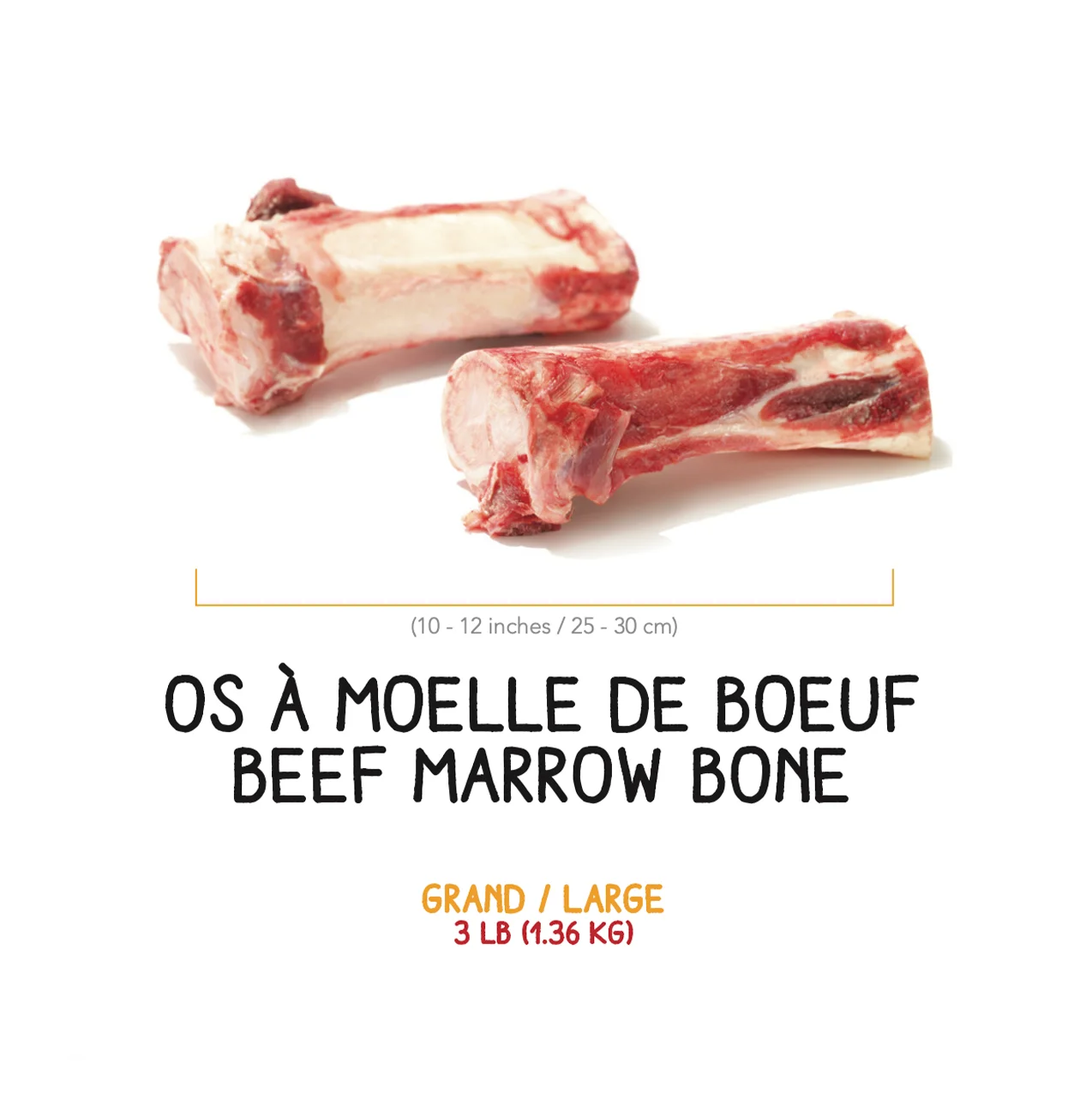 Os a Moelle - 3 lbs - Grand (10 - 12 pouces / 25 - 30 cm) – Image 2
