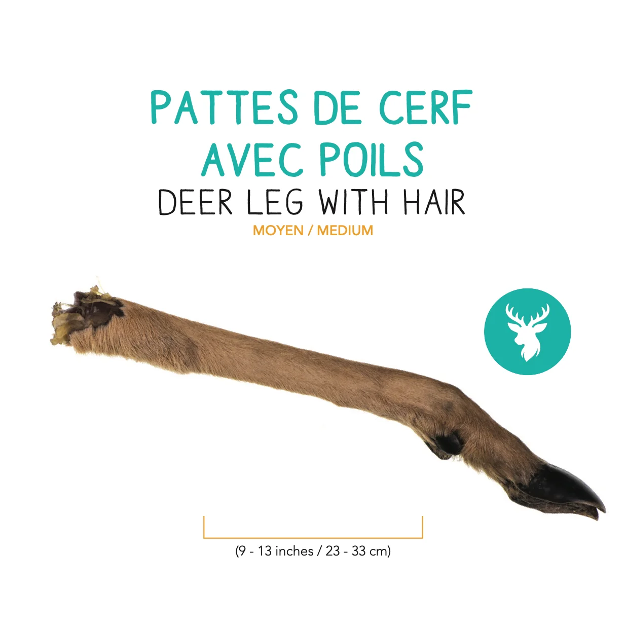 Pattes de cerf deshydratee avec poils - moyen - – Image 2